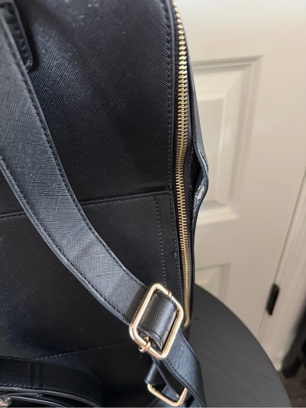 Calpak Black Leather Square Zip-Front Men's Backpack